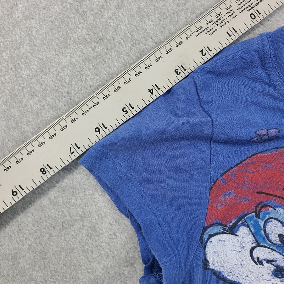 Vintage Y2K Smurfs Graphic Shirt Womans Large Blue Slim Fit Tee Jenny Leigh - Picture 10 of 14